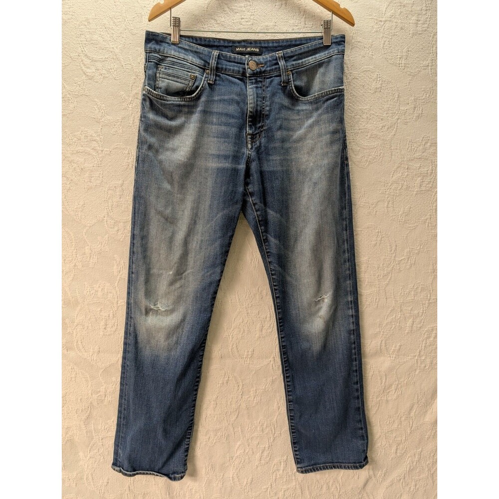 Mavi Jeans Mens 34x30 Fade Blue Zach Straight Premium Dark Wash Stretch Denim